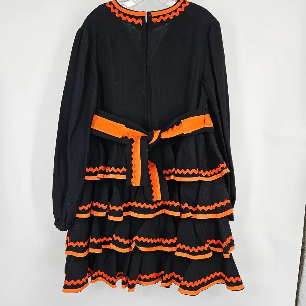 Western Boho Dress Extra Large Midi Dance Ruffle Layer Pleated Belt Long Sleeve - Picture 4 of 8